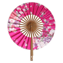 Load image into Gallery viewer, Japanese Sakura Flower Pocket Folding Hand Fan Round Circle Party Decor Gift