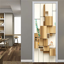 Load image into Gallery viewer, 2PCS/Set Simple Geometric Wallpaper On The Door Home Decor Door Stickers Self Stick Stairs Pattern Waterproof Renovation Poster