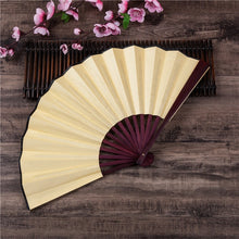 Load image into Gallery viewer, Chinese Japanese DIY Plain Color Bamboo Large Rave Folding Hand Fan Event Party Supplies 1pcs