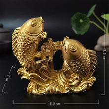Load image into Gallery viewer, Gold Chinese Feng Shui Buddha Statues Hand Carved Sculpture Animals Fish Figurines Crafts Ornaments Home Decoration Accessories