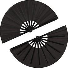 Load image into Gallery viewer, 2 Pieces Large Folding Fan Nylon Cloth Handheld Folding Fan Chinese Kung Fu Tai Chi Fan Black Decoration Fold Hand Fan For Par