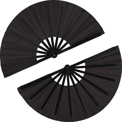 2 Pieces Large Folding Fan Nylon Cloth Handheld Folding Fan Chinese Kung Fu Tai Chi Fan Black Decoration Fold Hand Fan For Par